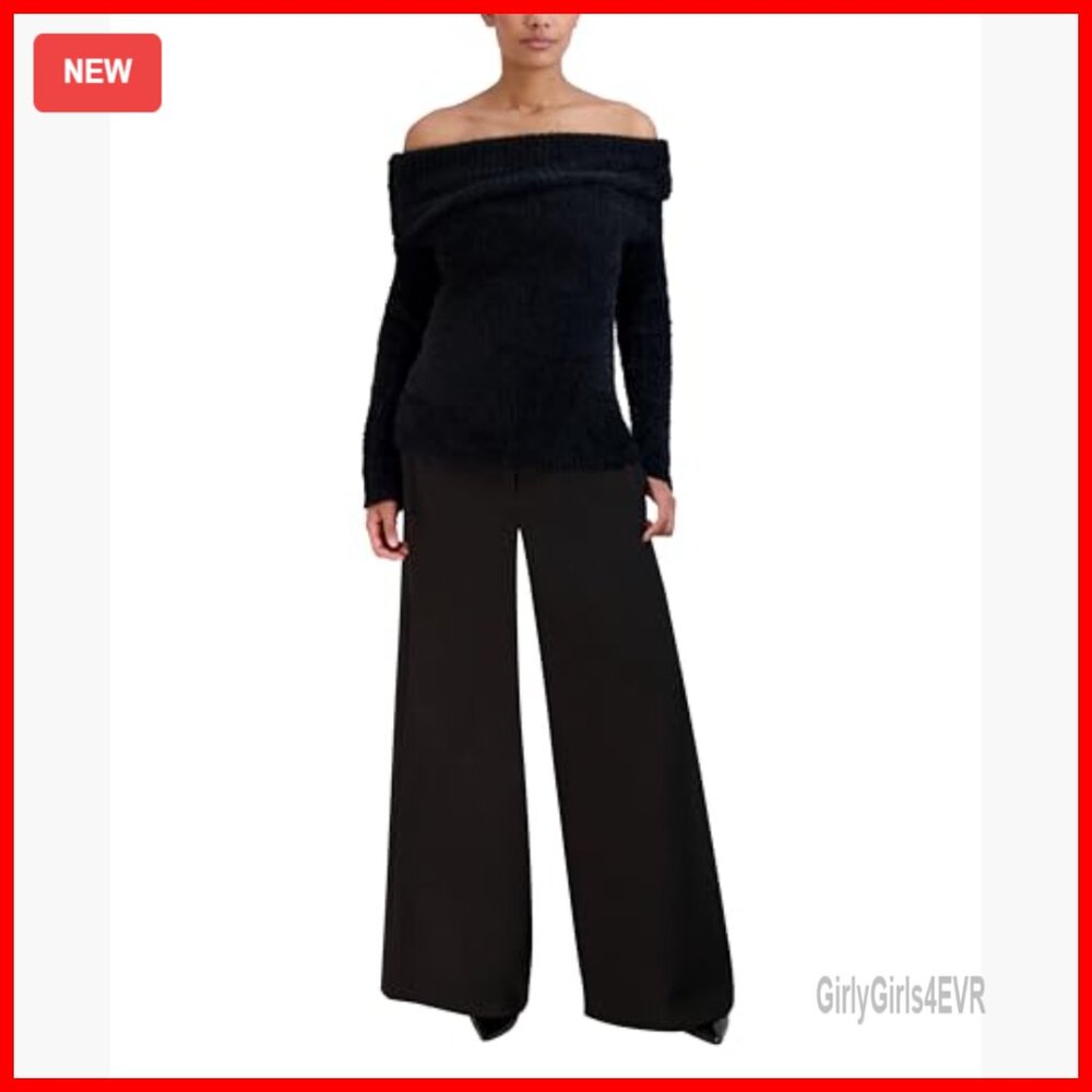 Off Shoulder Pullover Sweater Top Long Sleeve Fol… - image 4